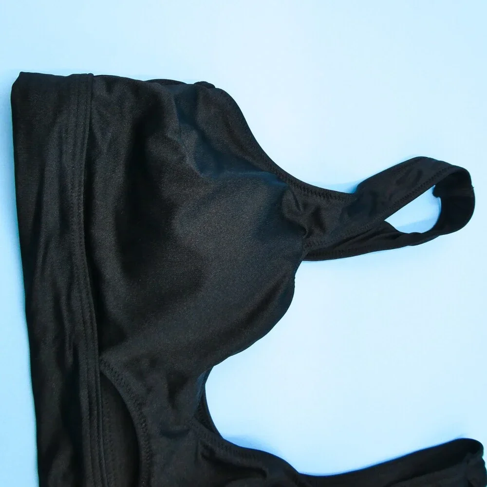 Victorias Secret Large Black Unlined Pullover Peek A Boo Bikini Top Swimwear New